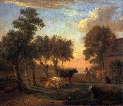 paulus potter Cows in a meadow near a farm Germany oil painting artist